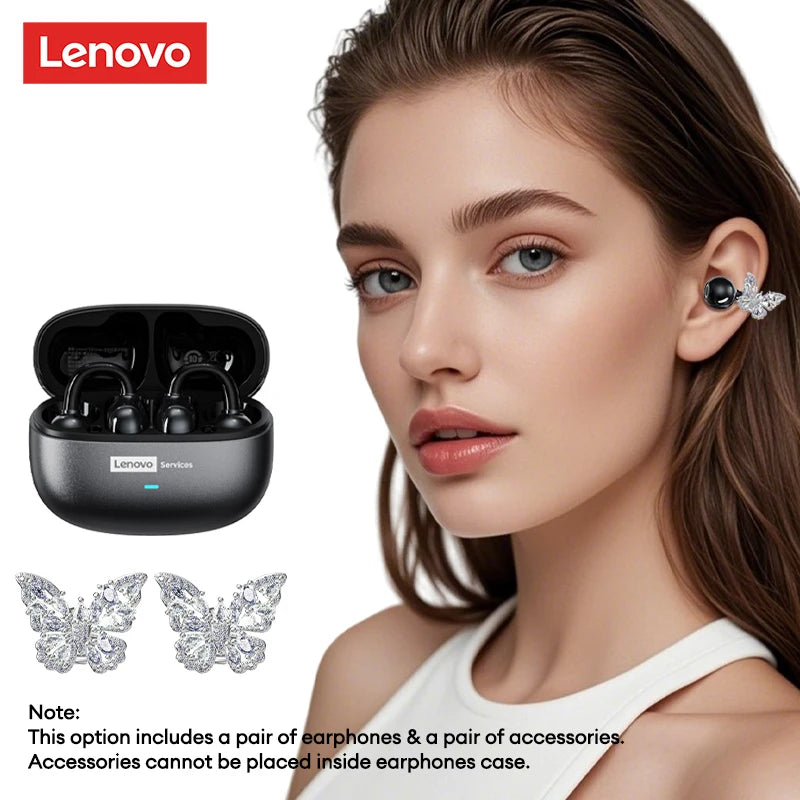 Unleash Your Sound with Lenovo LE302 Wireless Ear Clip Earphones - Perfect for Music and Sports with Low Latency HD Calls