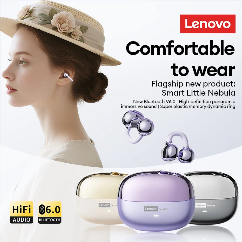 Unleash Your Sound with Lenovo LE302 Wireless Ear Clip Earphones - Perfect for Music and Sports with Low Latency HD Calls
